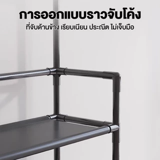 2IN1 ชั้นวางรองเท้า ราวแขวนเสื้อ ชั้นวางของ ไม้แขวนอเนกประสงค์และชั้นวางหมวก+ร้อมชั้นวาง shoe rack