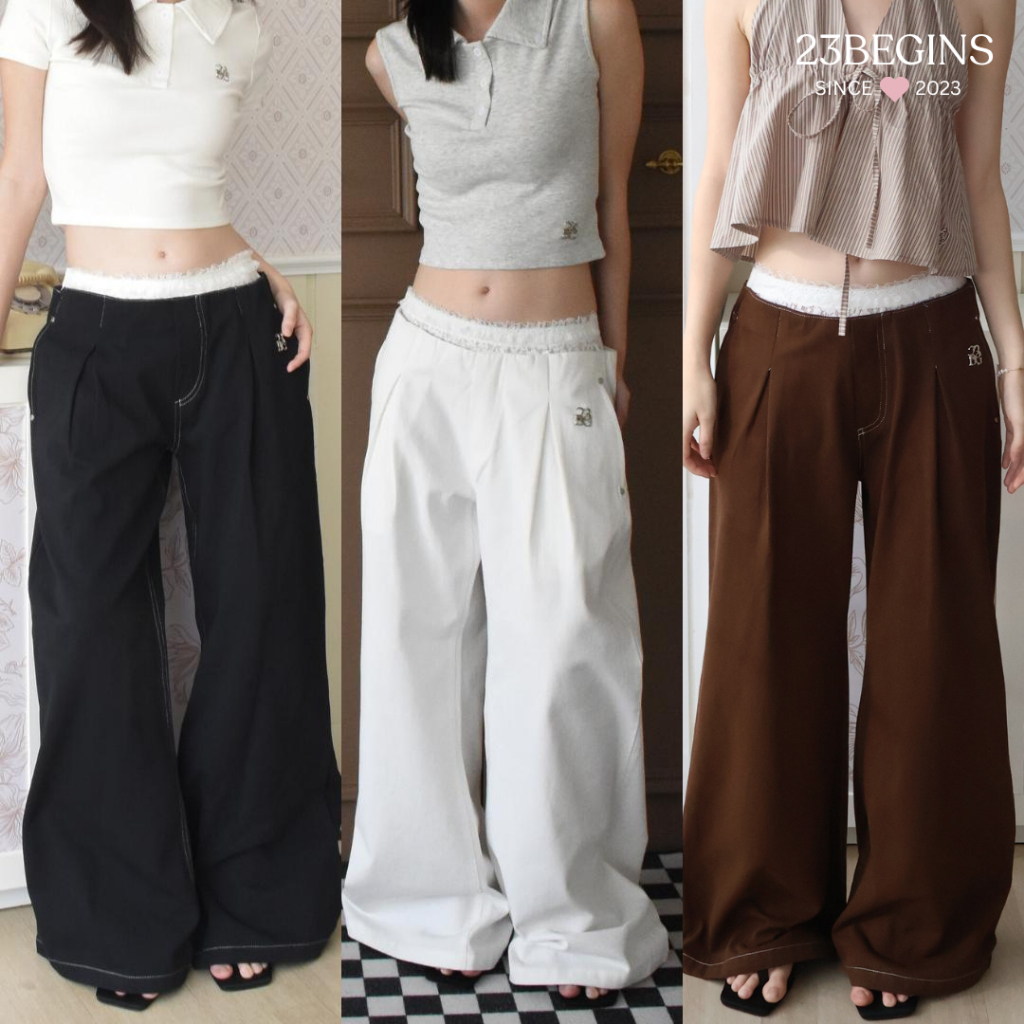 (Pre บางสีบางไซส์) Jeanette Jeans (XS-2XL) กางเกงยีนส์เอวกลาง ยีนส์ลูกไม้ ผ้ายีนส์พรีเมียม (7224)