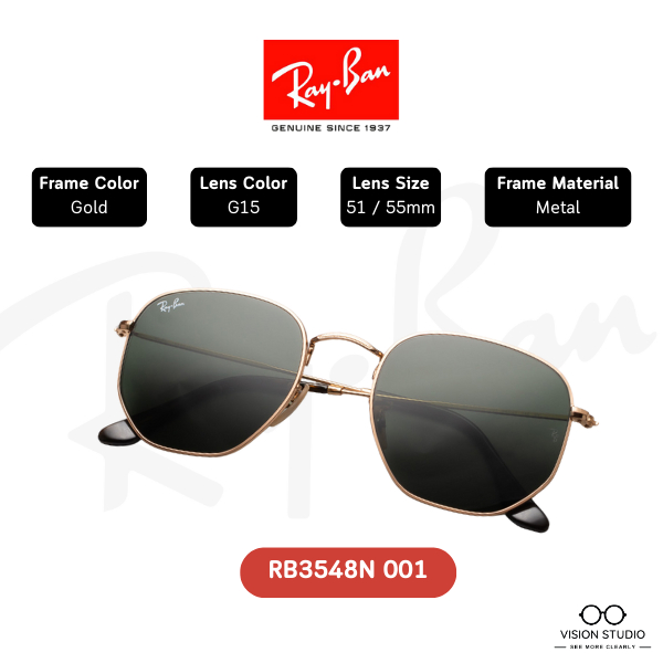 รวมสี/แท้ 100% แว่นกันแดด RayBan RB3548N รุ่น Hexagonal รับประกัน 2 ปี พร้อมอุปกรณ์ครบ
