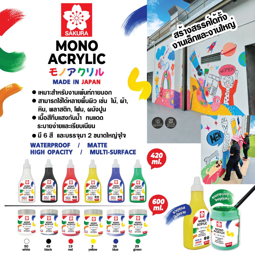 SAKURA (ซากุระ) สีโมโนอะคริลิค MONO ACRYLIC 600ml. รหัส ETPW — صورة 5