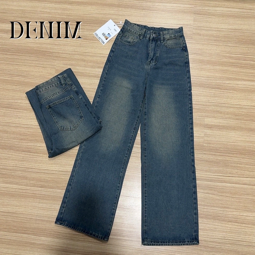 DENIM รุ่น #6581 กางเกงยีนส์ ทรงกระบอก แต่งเฟดขา ทรงสวยผ้าไม่ยืด