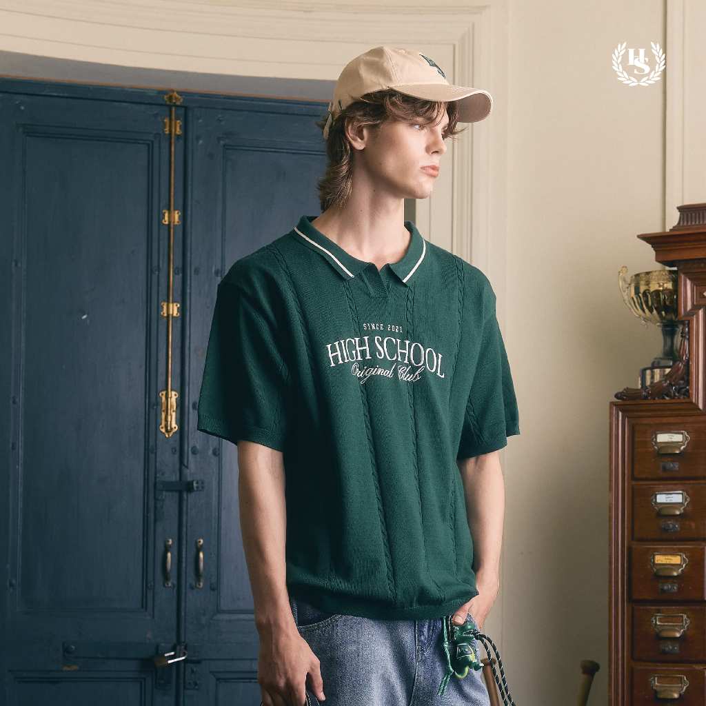 Highschool Preppy Collection 2025 Oversize knit short sleeve polo เสื้อไหมพรมโปโล โอเวอร์ไซส์- TPB09558