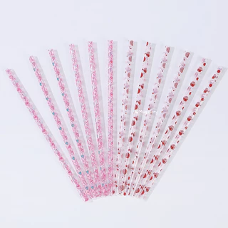 หลอดดูดน้ำ พิมพ์ลายหัวใจ ยาว 23cm ใช้ซ้ำได้ Reusable Plastic Leopard Straws