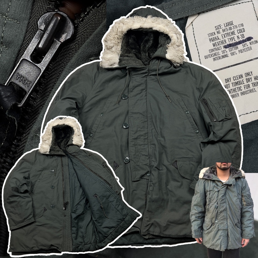 แจ็คเก็ตเดินป่า Rare US Air Force Extreme Cold Weather Type N-3B Parka Jacket Hood แจ็คเก็ตวินเทจ มี
