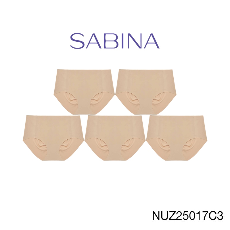[Online Exclusive]  (Set 5 ชิ้น) Sabina Panty Zone Seamless Series กางเกงในทรงบิกินี่ รหัส NUZ25017C3 - สีเนื้อเข้ม