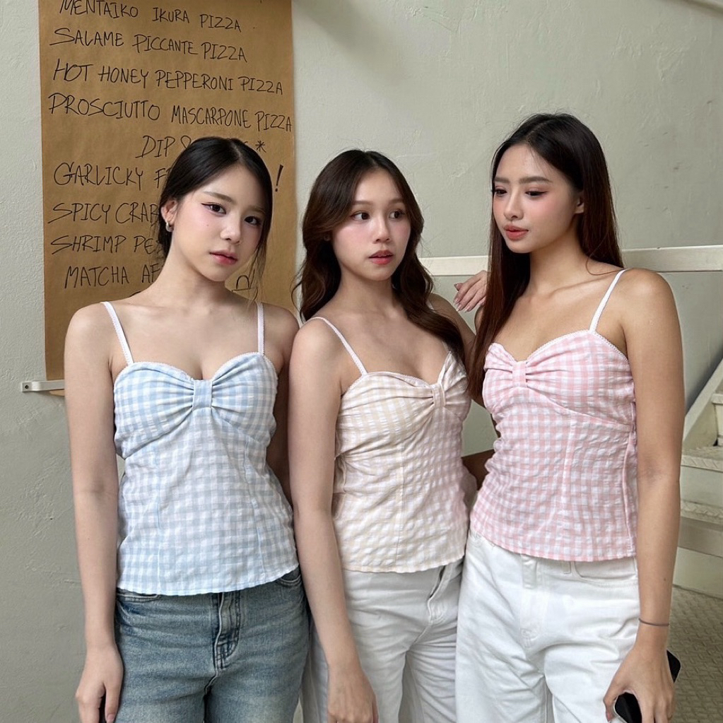 Gingham Bow Top by Serlyn.bkk🧺🩰
