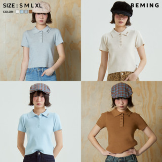 Bemingtop1028(S-XL)-bmg. Bambi Polo เสื้อโปโลดีเทลแน่นที่ดูส…