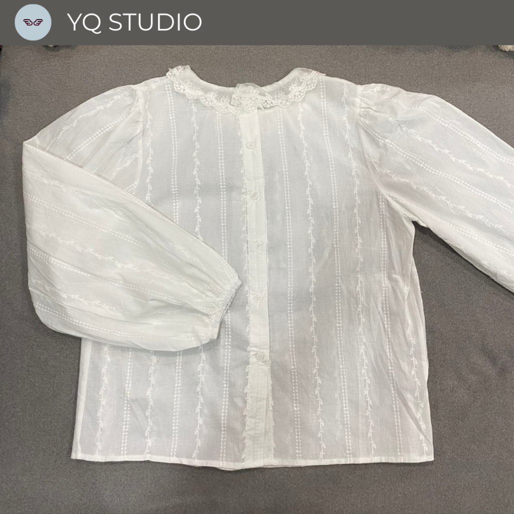 MG319 YQ KOREAN SHOP เสื้อเเขนยาวฉลุสีขาว ป้าย YQ