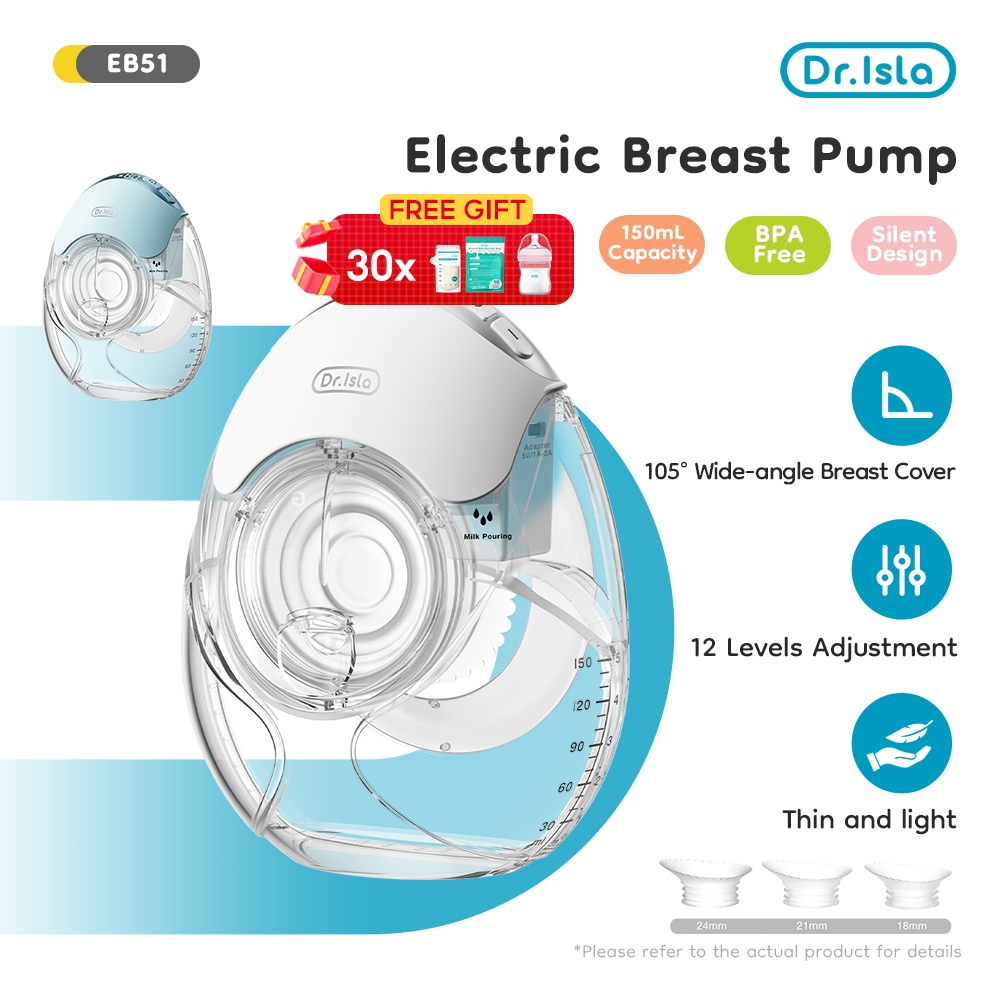 Dr.isla เครื่องปั๊มนมไฟฟ้า 27MM เครื่องปั๊มนม(3โหมดx12เกียร์) USB แบบสวม แบบพกพา แฮนด์ฟรี เครื่องปั้