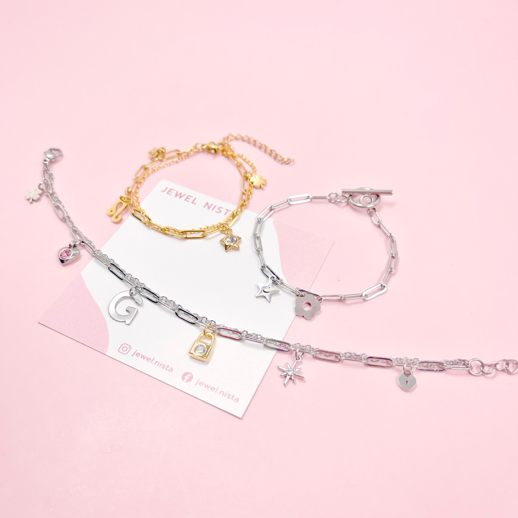 💖แจ้งจี้ / สีกำไล ทางแชท💖 DIY bracelet สร้อยข้อมือเลือกจี้เองได้ ปัดซ้ายเลือกจี้นะคะ ราคานี้ได้สร้อยข้อมือ+จี้