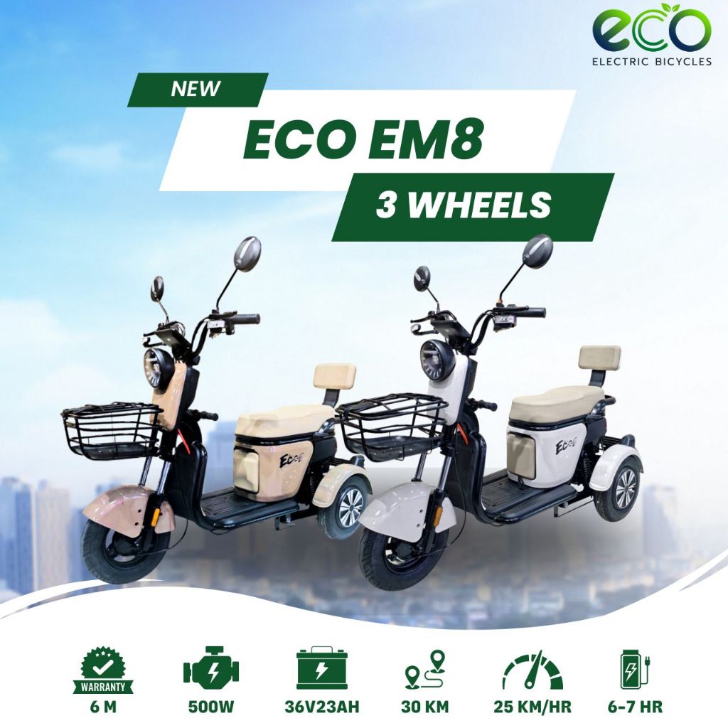 EM MOTOR สกู๊ตเตอร์ไฟฟ้า 3 ล้อ รุ่น ECO EM8 รถไฟฟ้าผู้สูงอายุ พับได้ มีเบาะซ้อนท้าย ใช้งานง่าย
