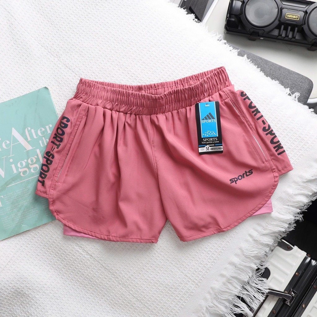 พร้อมส่ง! กางเกงกีฬาผู้หญิงขาสั้น กางเกงวิ่ง ผ้านุ่ม แห้งไว ระบายอากาศได้ดี มาพร้อมซับในและกระเป๋าข้าง