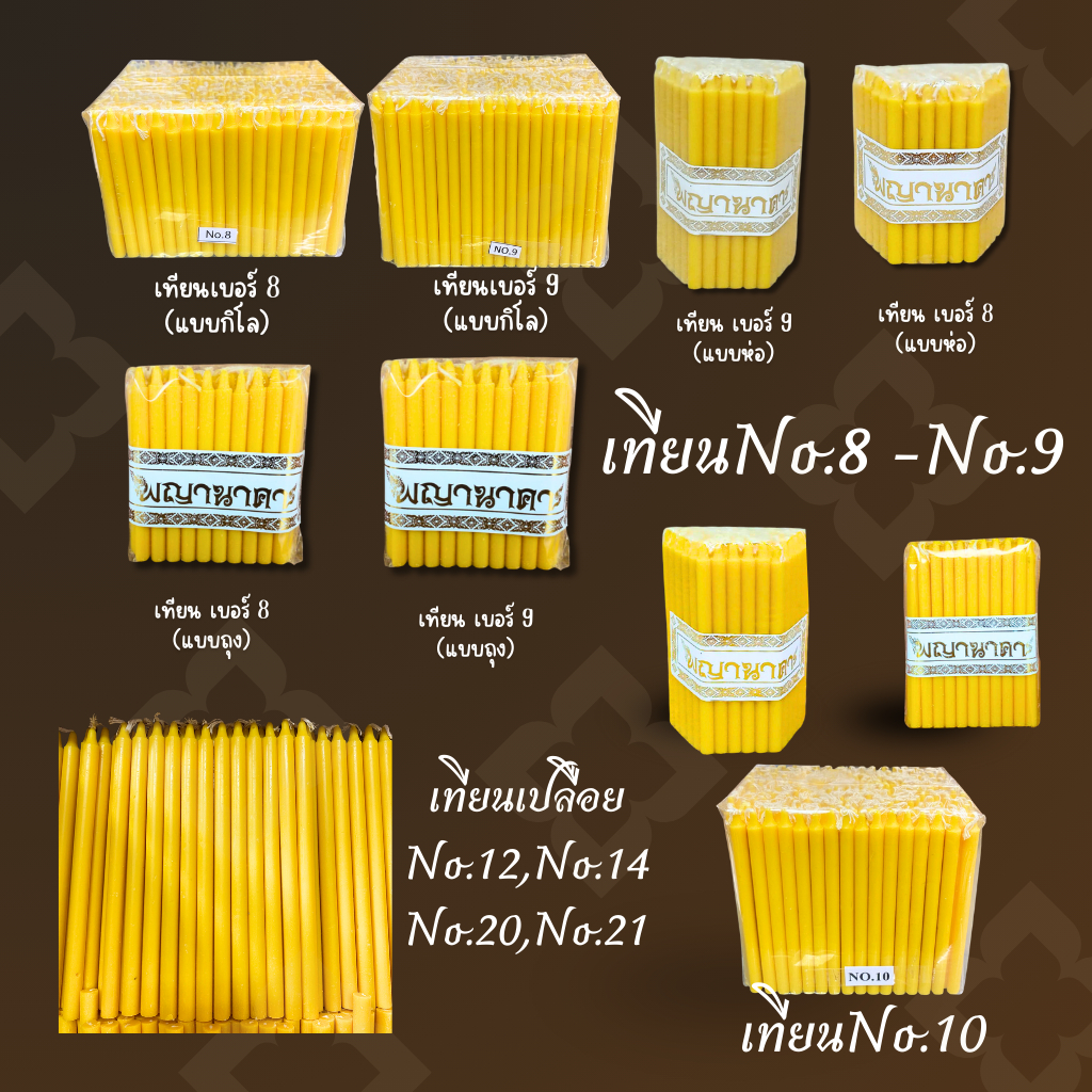 เทียนจุดไหว้พระ เทียนเหลือง เทียน NO.8 NO.9 N0.10 N0.12 NO.13 NO.14 NO.20 NO.21*ออกใบกำกับได้* – โปรปัง