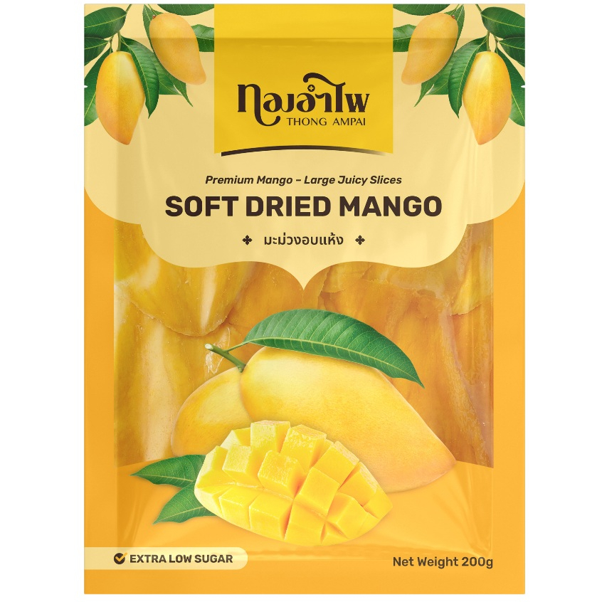 ทองอำไพ มะม่วงอบแห้ง 200 กรัม (แพ็ค) THONG AMPAI SOFT DRIED MANGO 200G (PACK)