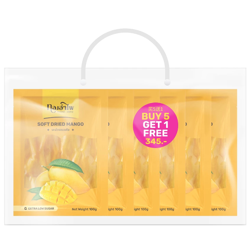 ทองอำไพ มะม่วงอบแห้ง 100 กรัม (แพ็ค) (แพ็ค6) THONG AMPAI SOFT DRIED MANGO 100G (PACK) (PACK6)