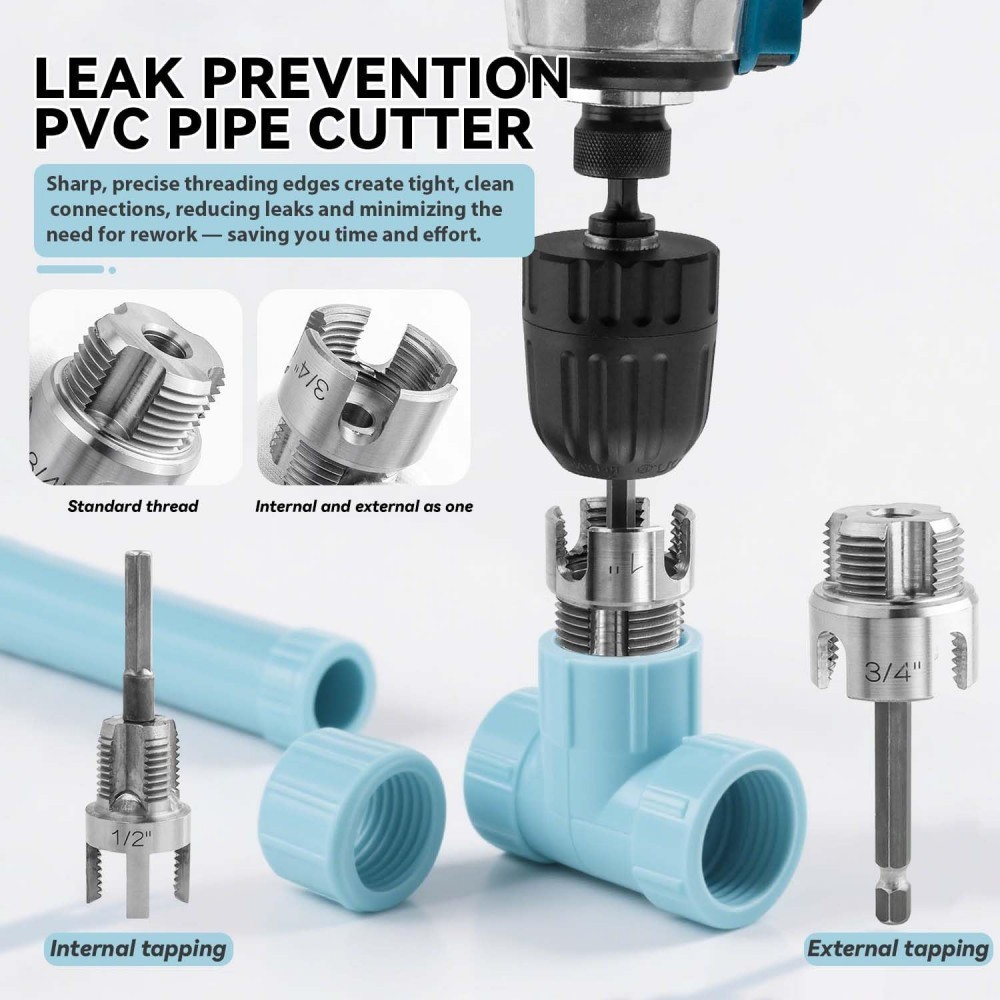 เครื่องมือตัดด้ายท่อ เครื่องมือตัดท่อเกลียวภายในและภายนอกแบบรวม - เครื่องตัดและดายท่อ PPR ขนาด 1/2 นิ้ว และ 3/4 นิ้ว - รูปที่ 2