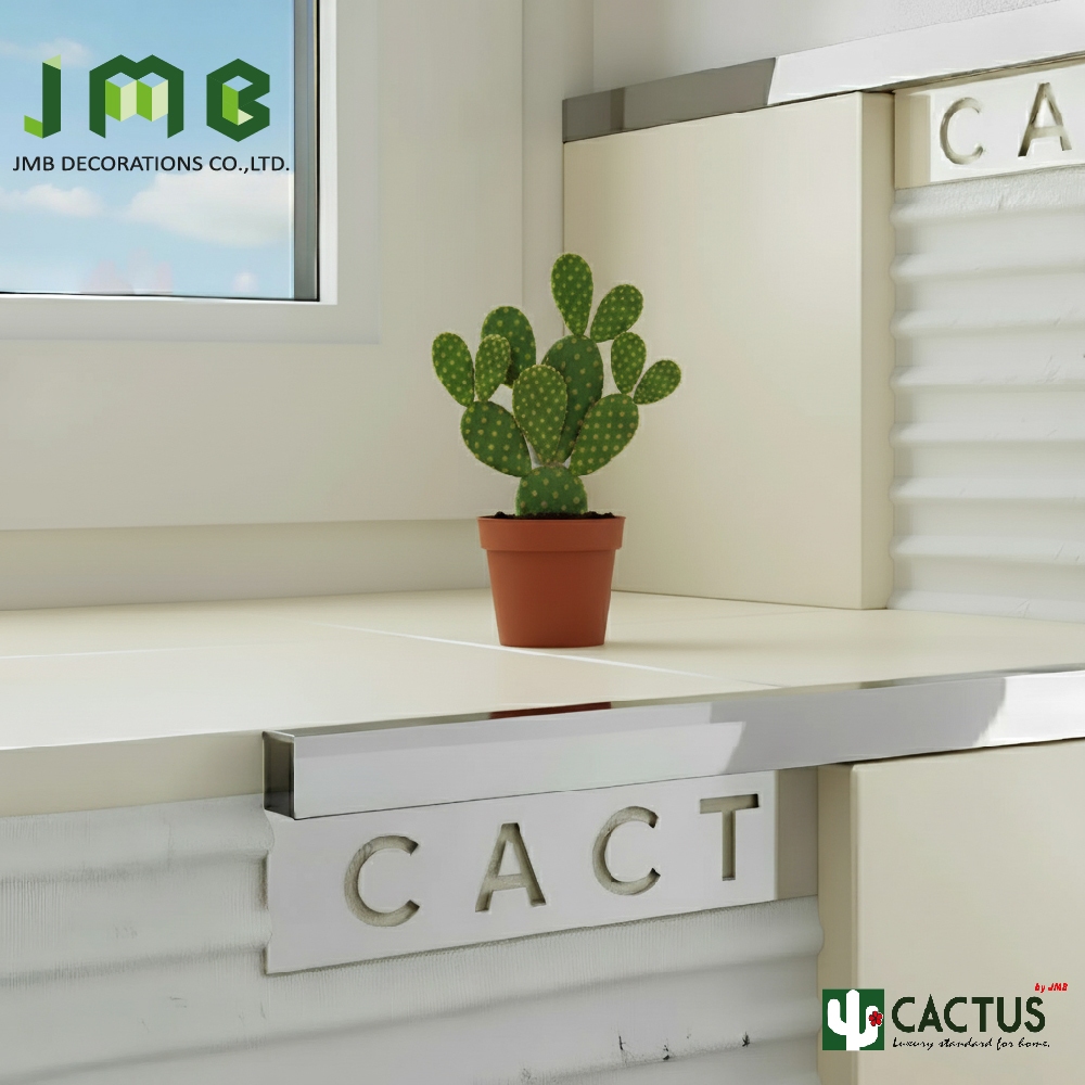 CACTUS คิ้วกระเบื้องอลูมิเนียมแบบเหลี่ยม ขนาด 7mm./ 10mm./ 13mm. ความยาว 2m. 8สี