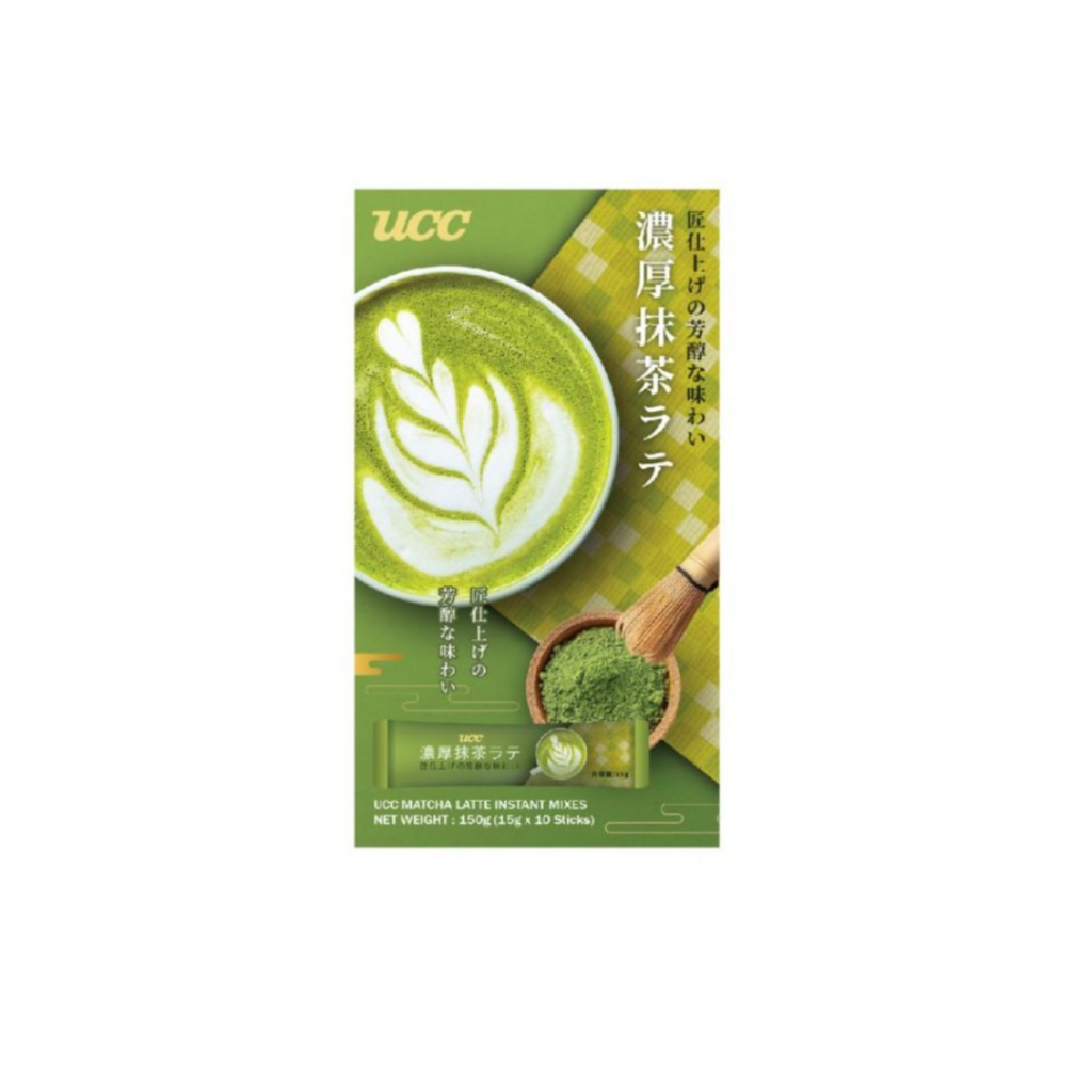 UCC Matcha latte ชาเขียวมัทฉะ 1กล่องมี 10ซอง น้ำหนัก 150g  สินค้าจากมาเลเซีย มีตราฮาลาล BBF.15/01/26