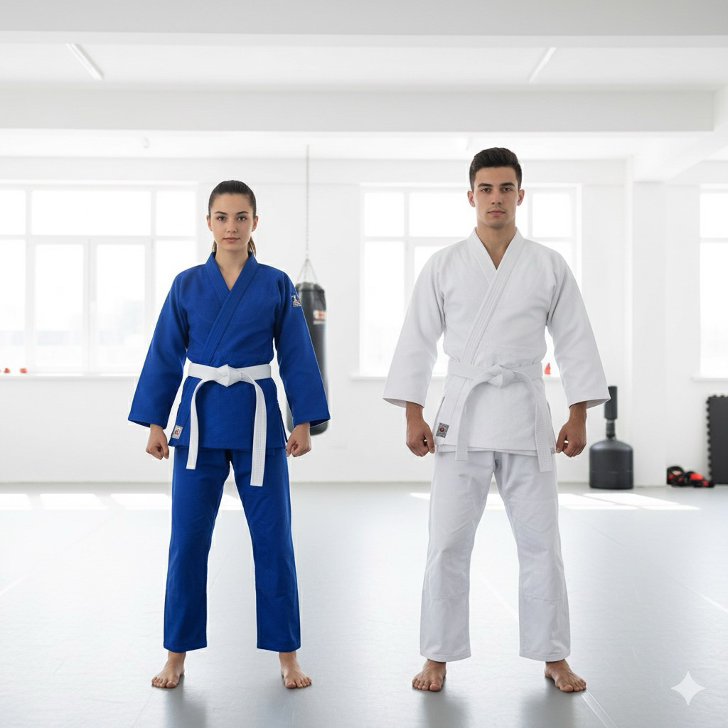 (พร้อมส่ง กทม) ชุดยูนิฟอร์มยูโด ครบเซ็ต Judo/Jujitsu สีขาว-น้ำเงิน ผ้าฝ้ายหนา 48