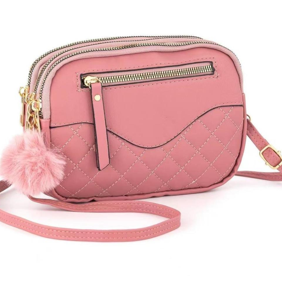 กระเป๋าสตางค์สะพายข้าง 3ซิป หนังPU ปรับสายได้ (GC-026)