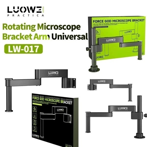 LUOWEI รุ่น LW-017 ขาตั้งแขนกลกล้องจุลทรรศน์ 360 °พับเก็บได้ยึดยกคงที่สำหรับกล้องจุลทรรศน์ส่วนใหญ่