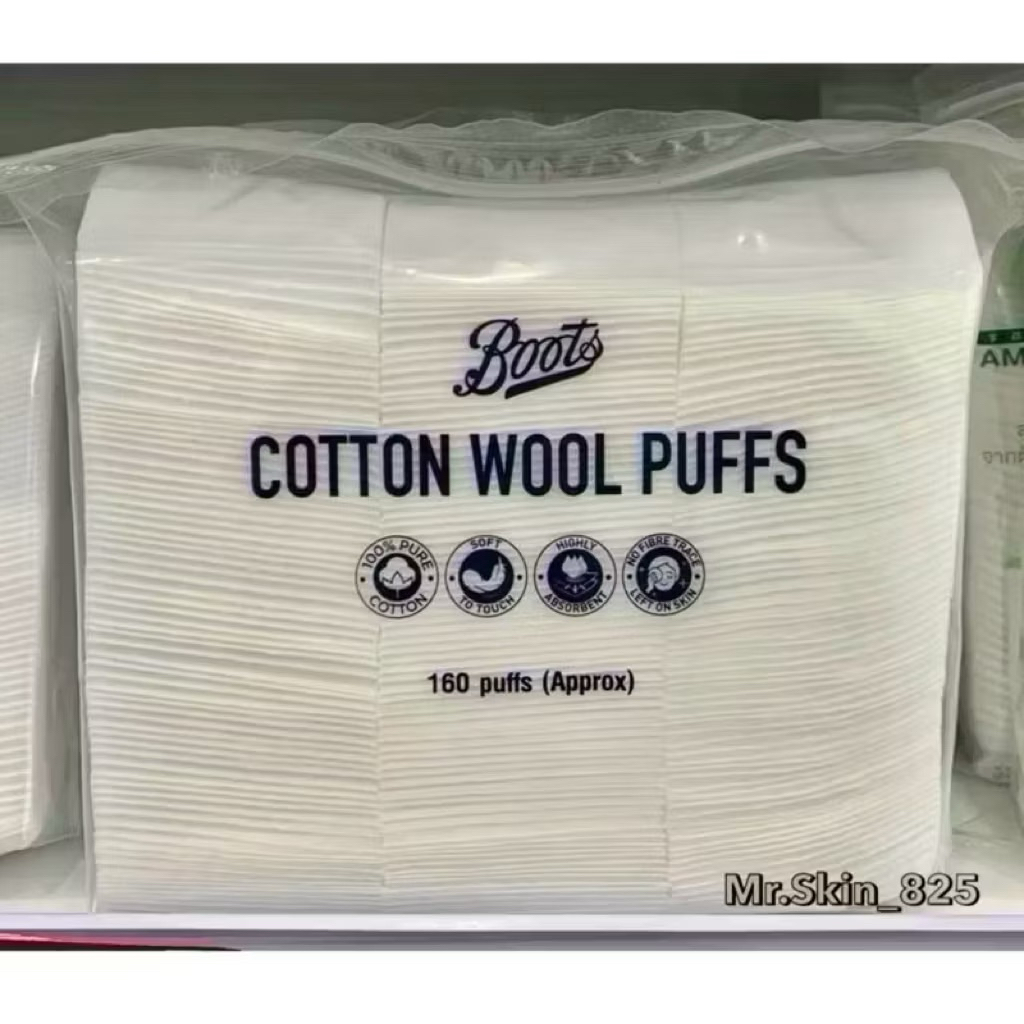 พร้อมส่ง🎊สำลีเช็ดเครื่องสำอาง Boots cotton wool puffs สำลีแผ่นรีดขอบ 160 แผ่น
