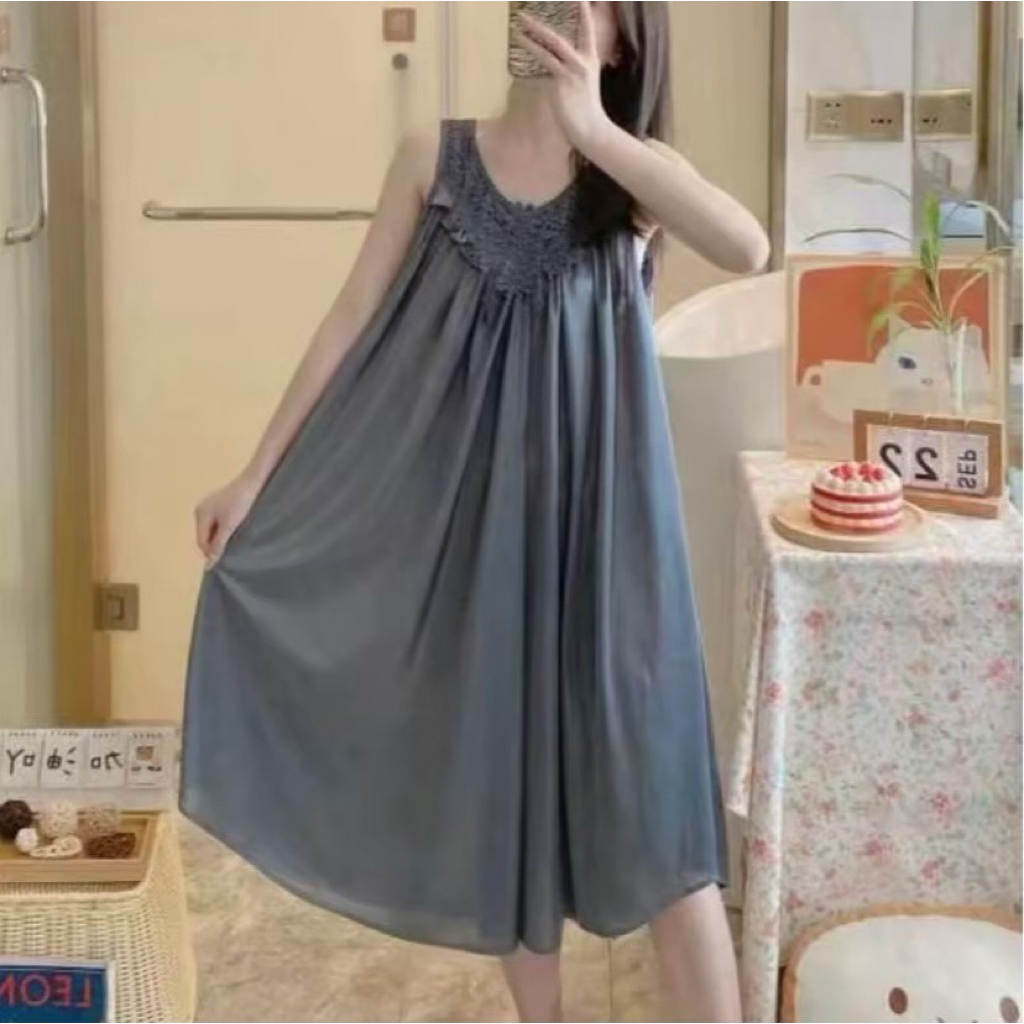 พร้อมส่ง!!ชุดนอนกระโปรงผ้าเจซี่ บาง เบาใส่สบาย