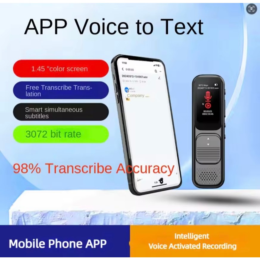 100 ภาษา AI เครื่องบันทึกเสียง APP Transcription Voice Activated Translator เครื่องเสียงแม่เหล็กลดเสียงรบกวนเครื่องเล่น