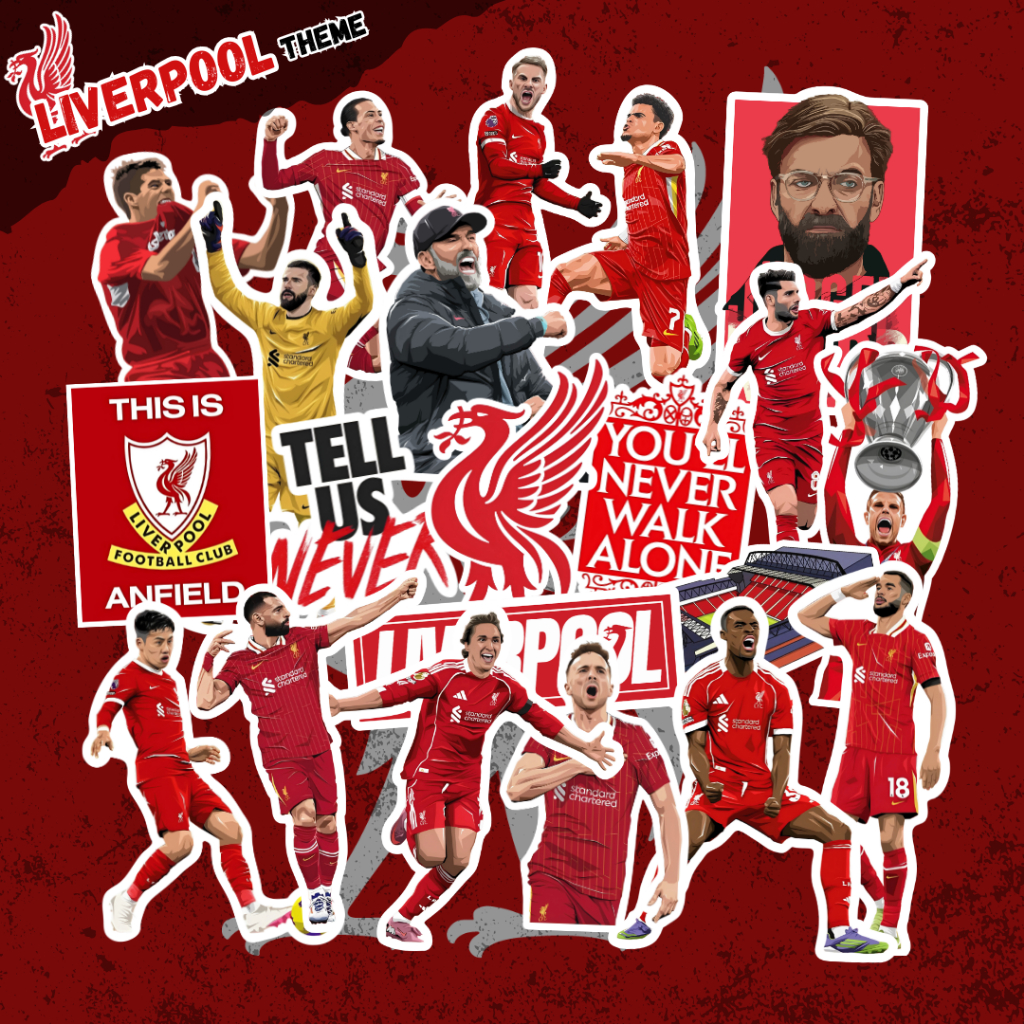 สติ๊กเกอร์ธีม Liverpool สติ๊กเกอร์ Liverpool สติ๊กเกอร์แปะ laptop, skateboard, โต๊ะ แบบกันน้ำ