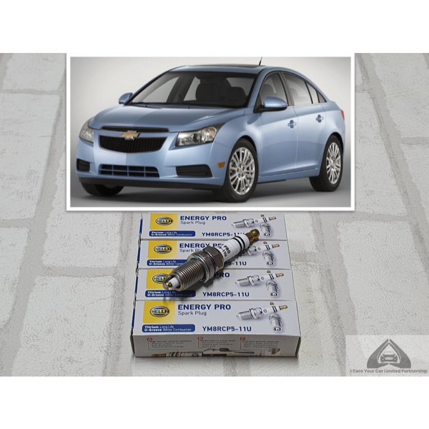 หัวเทียน Chevrolet Cruze  J300 ( 2008 - 2018 ) รุ่น 1.6, 1.8 จำนวน 4 หัว  ระยะการใช้งาน 40,000 กม : Hella YM8RCP5-11U