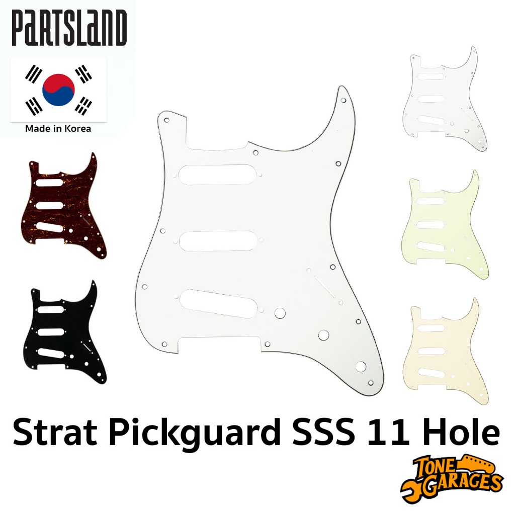 Partsland Strat Pickguard SSS 11 Hole 3 Ply ปิ๊กการ์ด หลายสี
