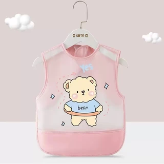 พร้อมส่ง ผ้ากันเปื้อนแขนกุดลายการ์ตูนTPUกันน้ำ มีช่องรองเศษอาหาร ระบายอากาศ