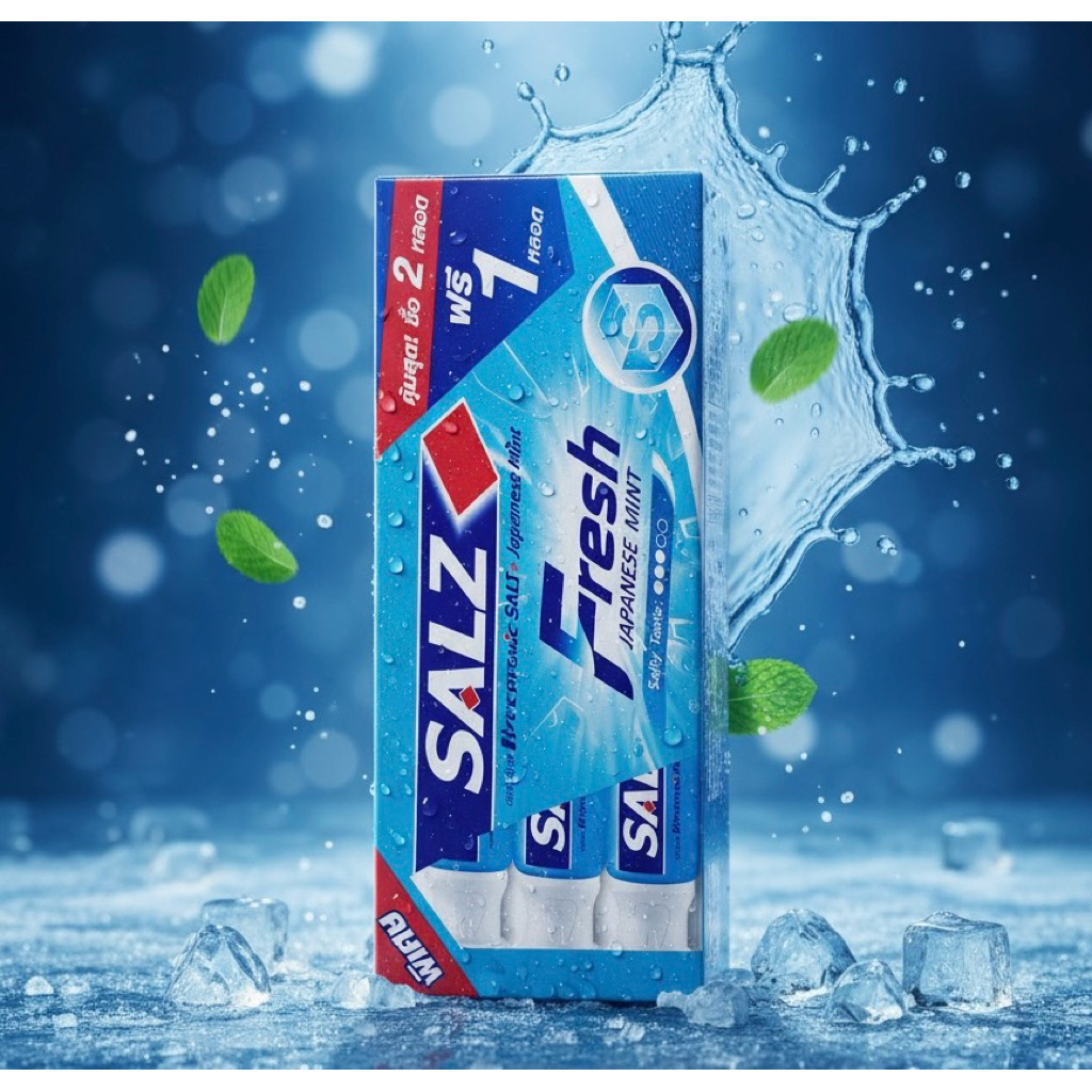 (แพ็ค 2 ฟรี 1หลอด) ยาสีฟัน ซอลส์ 140กรัม ทุกสูตร Salz Original, Fresh Japanese Mint, Herbal Pink