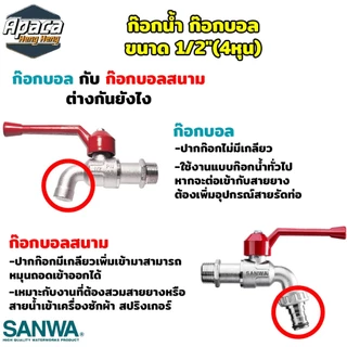 ชุด 1 กล่อง (10ตัว) กอกน้ำซันวา 1/2 นิ้ว 4 หุน ก๊อกบอลซันวา ก๊อกน้ำ ก๊อกบอล อุปกรณ์ห้องน้ำ อ่างล้างหน้า