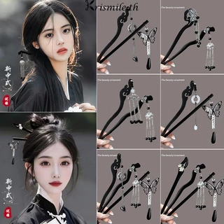 COD-ในไทย💖ปิ่นปักผม ไม้จันทน์สีดํา ประดับพู่ สไตล์จีนกิ๊บหนีบผม ย้อนยุคระดับไฮเอนด์ สำหรับผู้หญิง-Kri