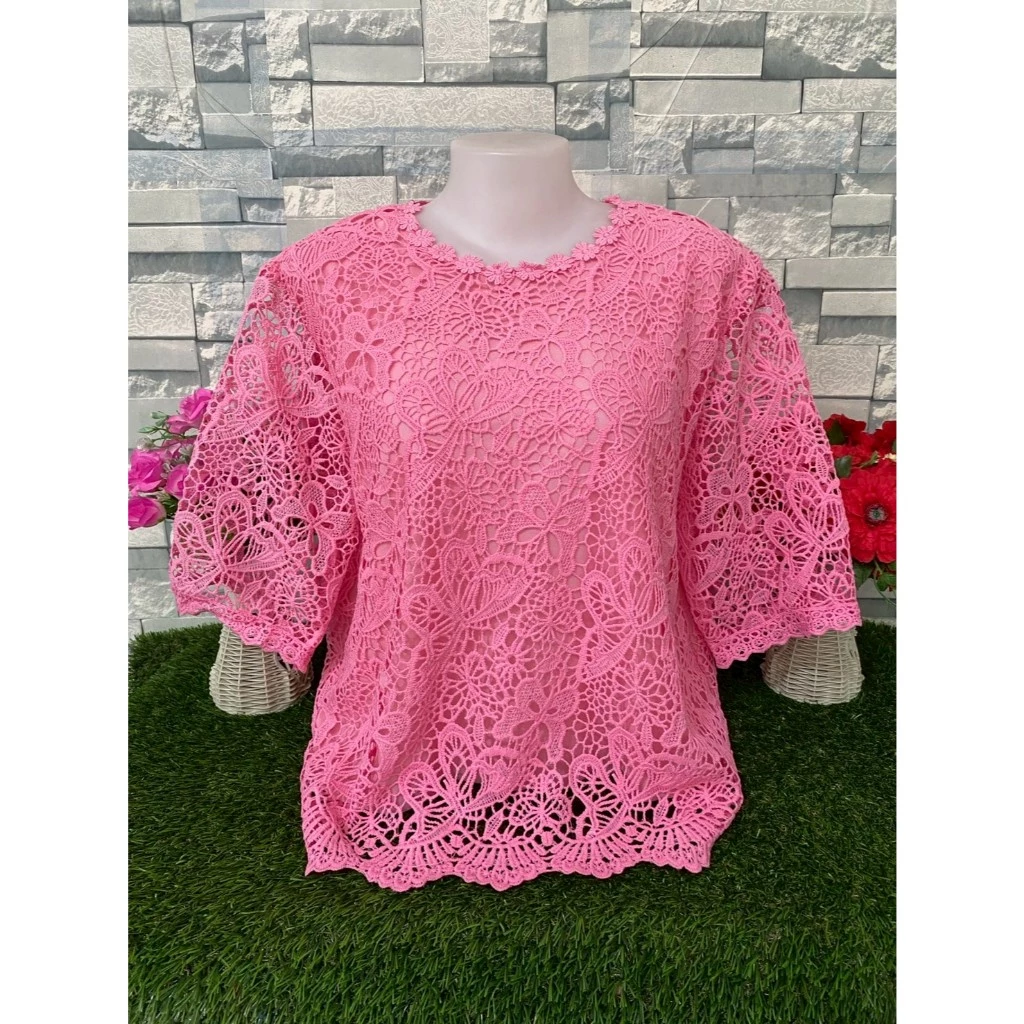 เสื้อลูกไม้ สาวอวบ ใส่ออกงานต่างๆ เสื้อผ้าแฟชั่นสาวอวบ ผู้หญิง อก42/46/52นิ้ว รุ่น4217-5217