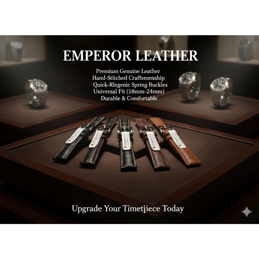 สายนาฬิกาหนังแท้ EMPEROR หัวสแตนเลส ขนาด 18 20 22 24 MM thumbnail 3