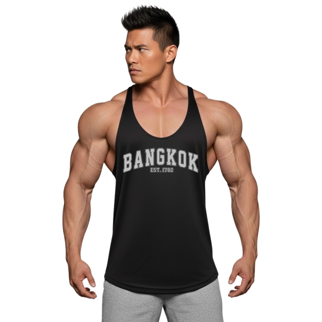BANGKOK เสื้อกล้ามเพาะกายทรงคลาสสิค Bodybuilding Dry Fit Gym Tank Top