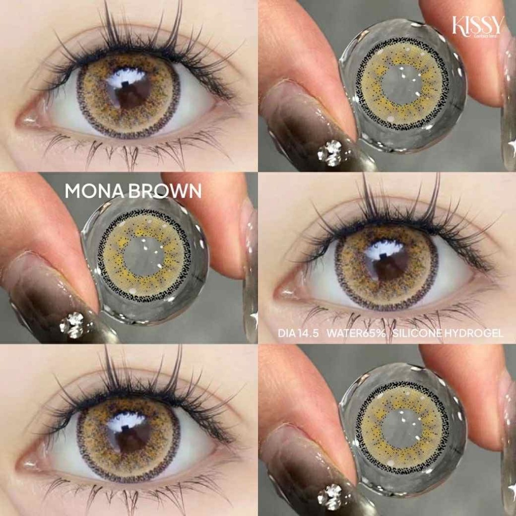 (ตาโต 14.5) ตาโตคอนแทคเลนส์ Kissylens ค่าน้ำ 65% ลายmona