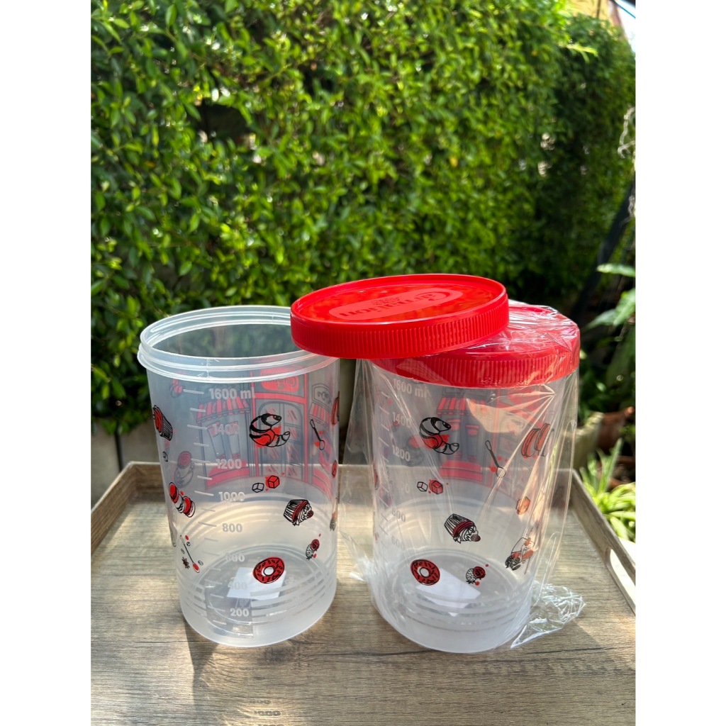 (ขายคู่ 2 ใบ)โหลพลาสติกคาเนชั่น 1600ml ฝาเกลียวปิดสนิท