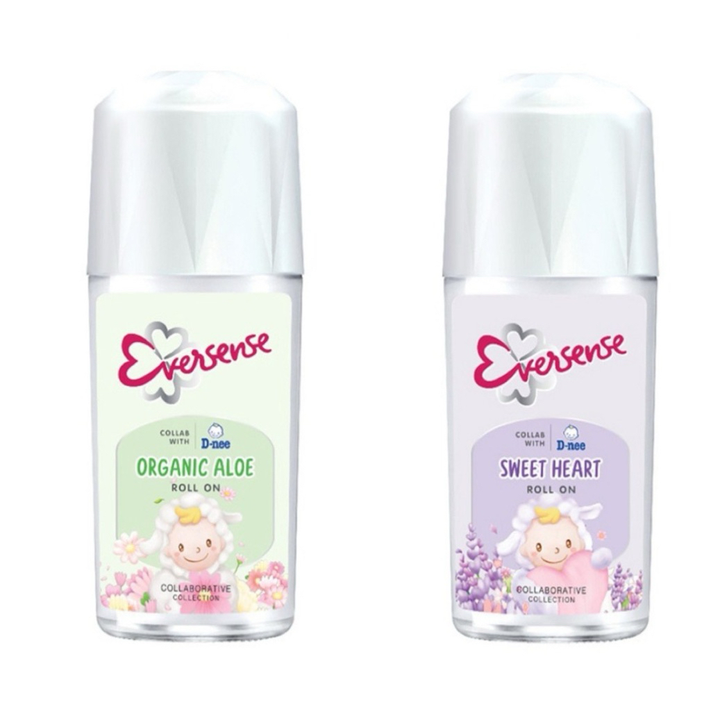 (พร้อมส่ง) eversense x d-nee โรลออน organic aloe / sweet heart 45 มล.