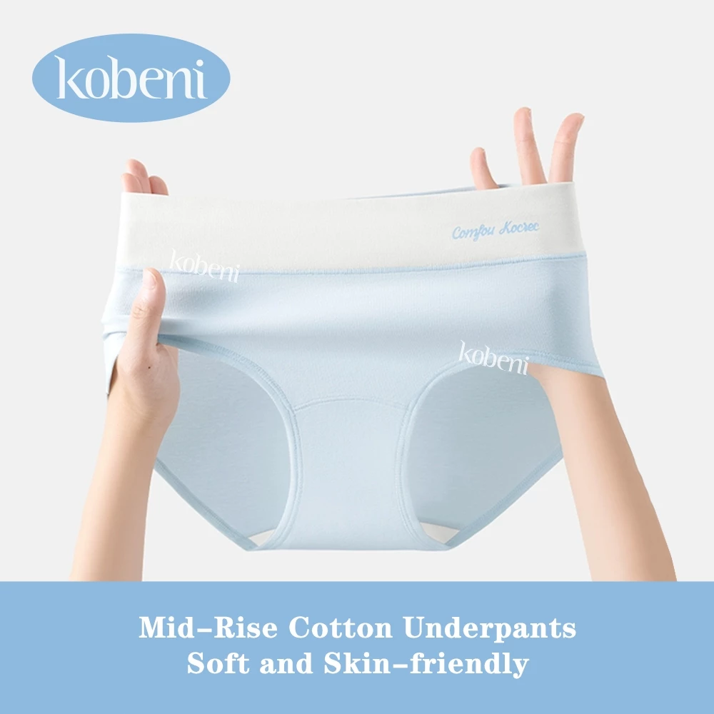 ⭐KOBENI⭐กางเกงในผู้หญิง กางเกงชั้นใน ไร้ขอบ ผ้าฝ้าย รุ่นเอวกลาง ไม่ม้วนงอ ยืดหยุ่นสูง ระบายอากาศดี