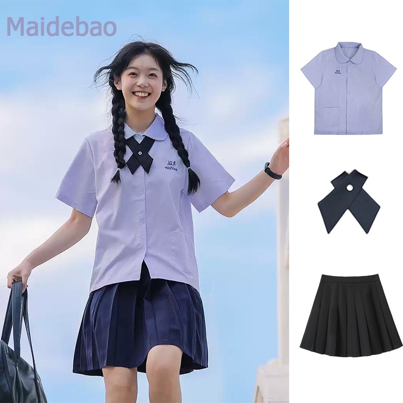 🔥พร้อมส่ง🔥ชุดนักเรียนไทย jk หลวม คอกลม แขนสั้น เสื้อ กระโปรงจีบ สูท กระโปรงหลากสไตล์ให้เลือก
