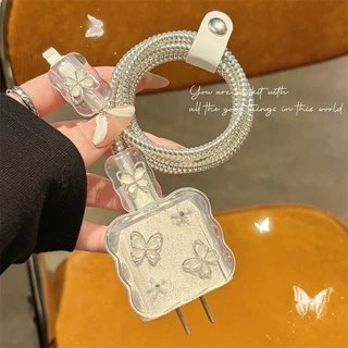 For iPhone 20W สายชาร์จข้อมูลพิมพ์ลายเกาหลีฝาครอบป้องกันสายเคเบิลข้อมูลป้องกันการแตกหักเชือกป้องกันการแตกหัก