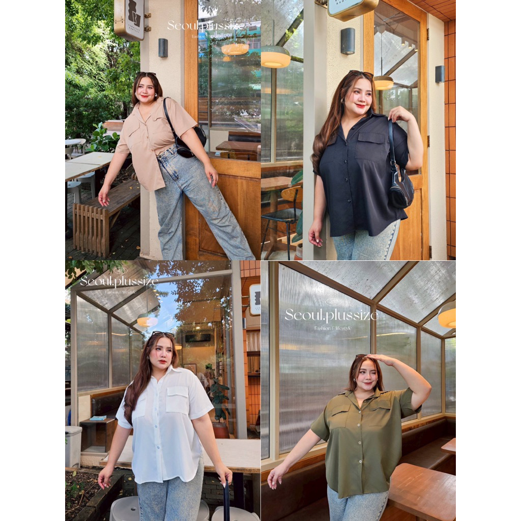 (ส่งด่วน) Basic short shirt เสื้อเชิ้ตแขนสั้นทรงเบสิคBigsize อก 40-50+ (SO)
