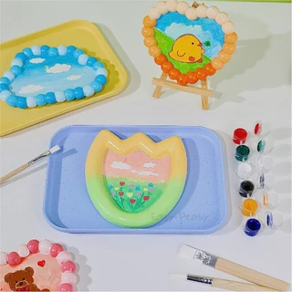 พร้อมส่ง! ถาดปูนปลาสเตอร์ระบายสี ถาดพร๊อพถ่ายรูป งาน DIY สำหรับเด็ก-ผู้ใหญ่