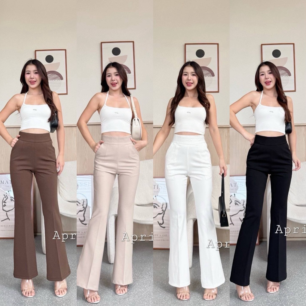 🔮S-XXL🔮กางเกงขาม้าซิปข้างผ้าโรเชทพรีเมียมพร้อมส่ง🛍️🎀