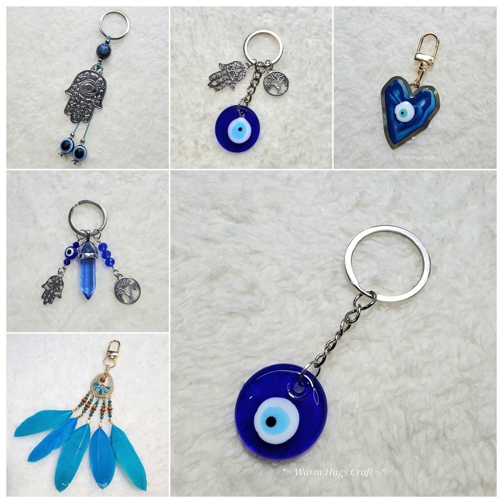 Keychain >> EVIL EYE 🧿 พวงกุญแจ ที่ห้อยมือถือ ที่ห้อยโทรศัพท์ | เครื่องราง ปกป้อง Hamsa Wicca Clover