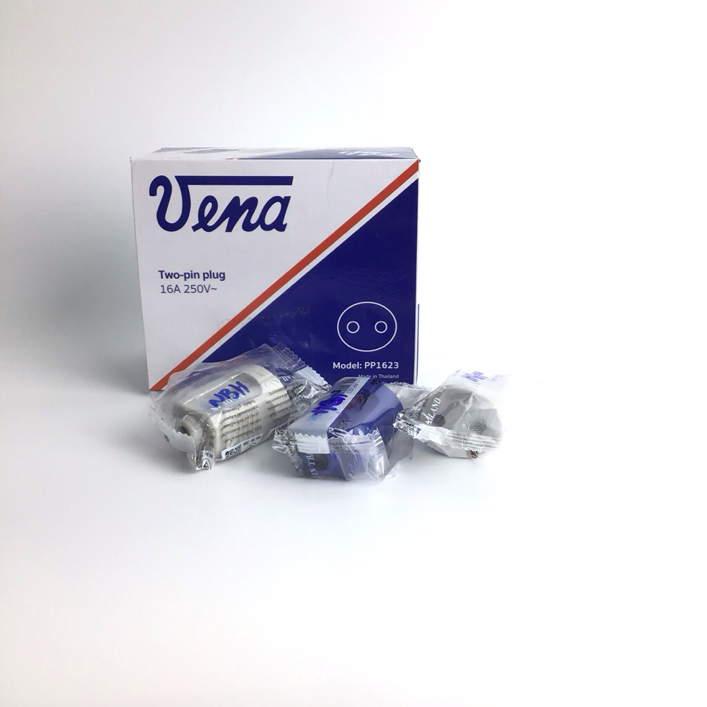 วีน่าเต้าเสียบไฟฟ้า2ขากลม 16แอมป์250โวลต์แบบรุ่น:PP1623(ราคาขายต่อ1ชิ้น)