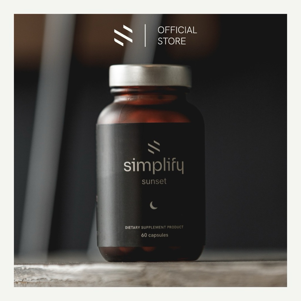 Simplify Sunset วิตามินรวม สูตรกลางคืน 60 แคปซูล ช่วยการนอนหลับ ผ่อนคลาย ฟื้นฟูร่างกาย